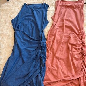 Hollister Blue and Coral Ruched Dresses